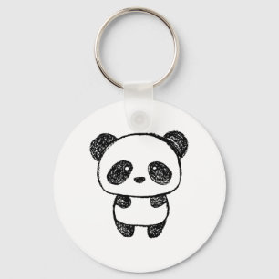 Porte-clés Panda bébé mignonne tirée au charbon de bois #3