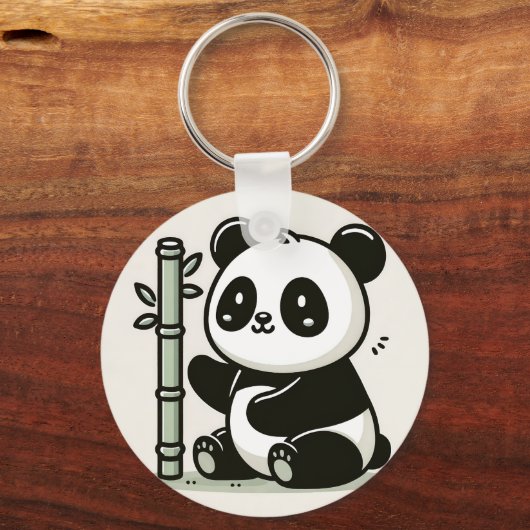 Porte-clés Panda Cute Avec Art Bambou (Recto)