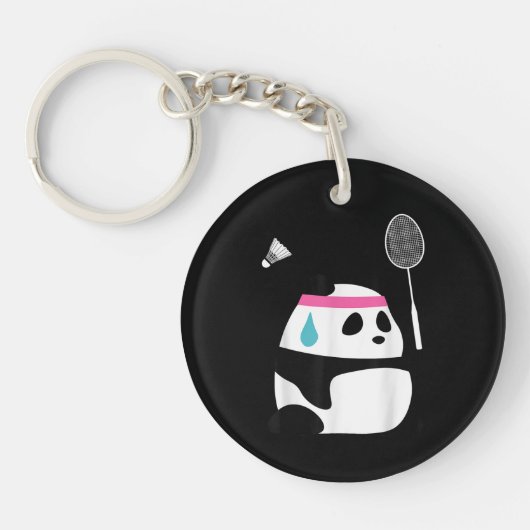 Porte-clés Panda de badminton épuisé drôle mignon (Devant)