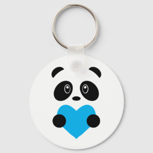 Porte-clés Panda de coeur bleu clair