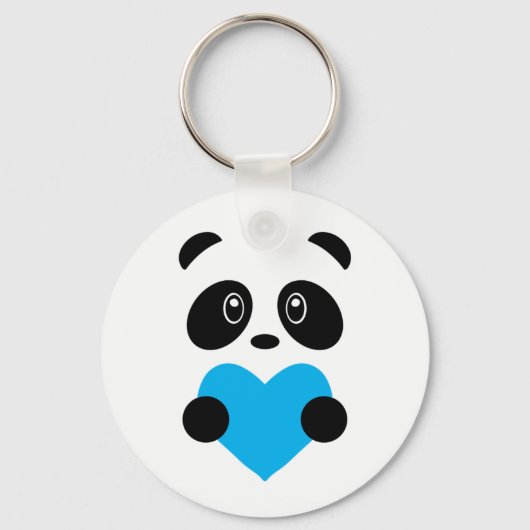 Porte-clés Panda de coeur bleu clair (Recto)
