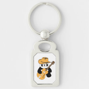 Porte-clés Panda drôle avec guitare