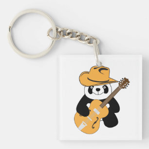 Porte-clés Panda drôle avec guitare