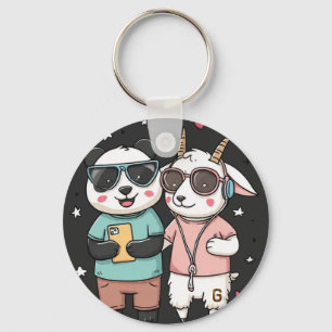 Porte-clés Panda et chèvre meilleurs amis – Amitié d'animaux