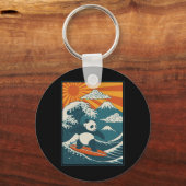 Porte-clés Panda faisant du surf japonais _4 (Recto)