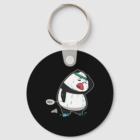 Porte-clés Panda Fatigué Drôle Jouer Badminton (Recto)
