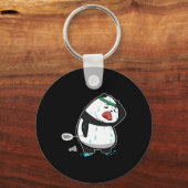 Porte-clés Panda Fatigué Drôle Jouer Badminton (Recto)