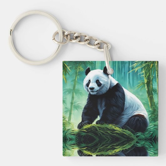 Porte-clés Panda géant dans la forêt de Bamboo (Devant)