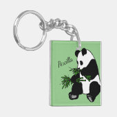 Porte-clés Panda Géant Mange Bambou Nom (Devant gauche)