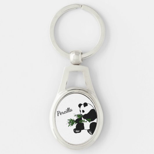 Porte-clés Panda géant mange nom bambou   (Devant)