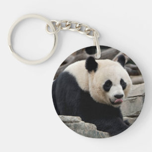 Porte-clés Panda géant sur des roches