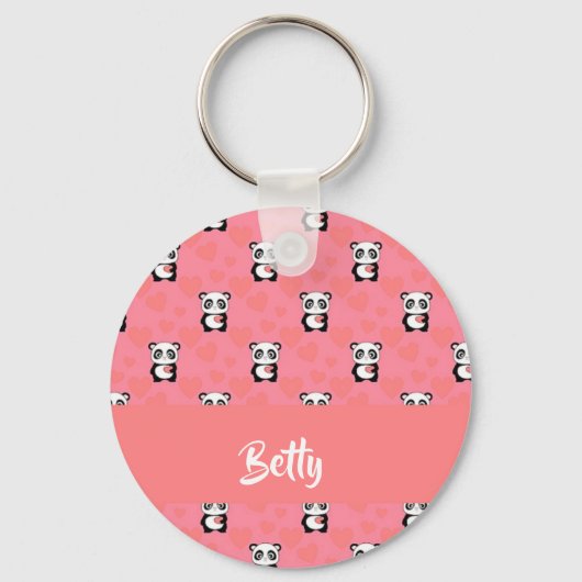 Porte-clés Panda love pink (Recto)
