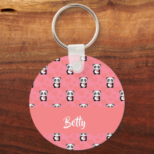 Porte-clés Panda love pink (Recto)
