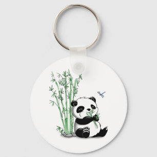 Porte-clés Panda mangeant du bambou