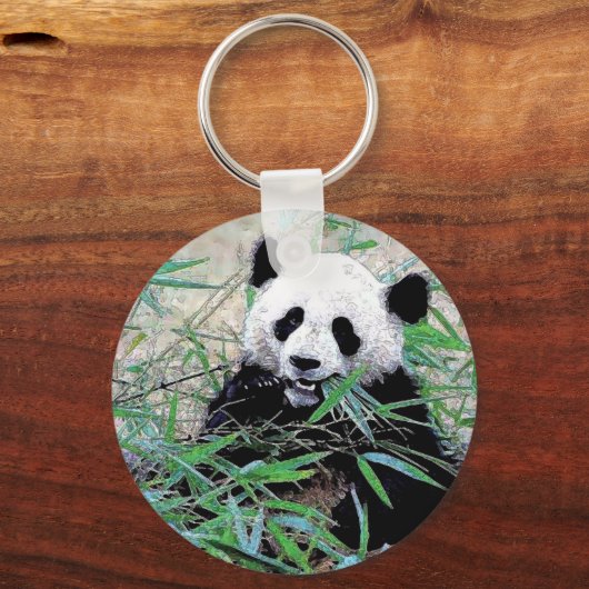 Porte-clés Panda Manger Feuilles (Recto)