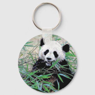 Porte-clés Panda Manger Feuilles