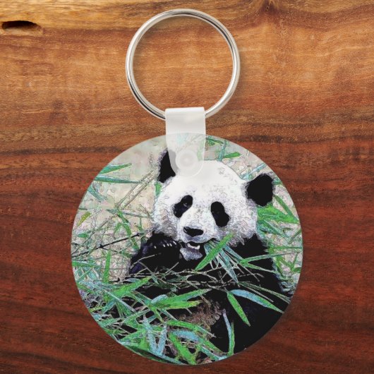 Porte-clés Panda Manger Feuilles (Recto)