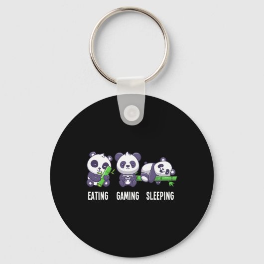 Porte-clés Panda Manger Jeu Dormir Pour Jeu Multijoueur (Recto)