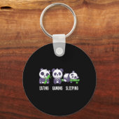 Porte-clés Panda Manger Jeu Dormir Pour Jeu Multijoueur (Recto)