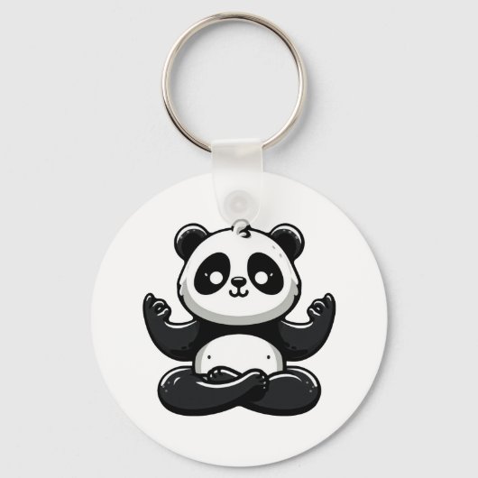 Porte-clés Panda Méditant Zen - Pose Mignonne Méditation Anim (Recto)
