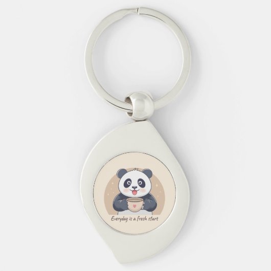 Porte-clés Panda Mignon avec Café (Devant)