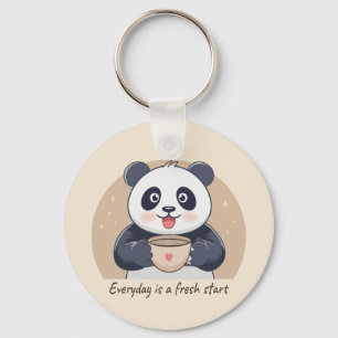 Porte-clés Panda Mignon avec Café