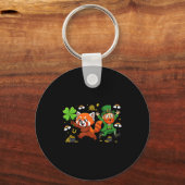 Porte-clés Panda Rouge Drôle Trèfle Saint-Patrick Femmes Homm (Recto)