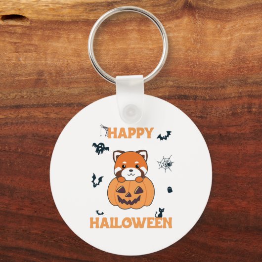 Porte-clés Panda Rouge En Pandas Cute Citrouille Joyeux Hallo (Recto)