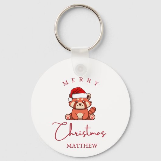 Porte-clés Panda rouge : Joyeux Noël Matthew (Recto)
