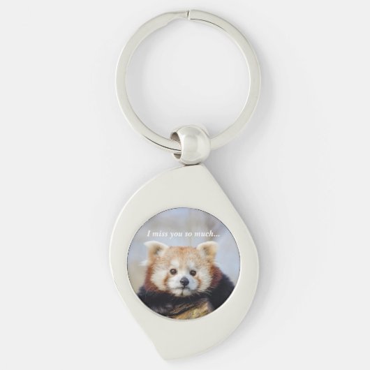 Porte-clés Panda Rouge Mignonne Vous Manque Tellement (Devant)