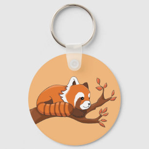Porte-clés Panda rouge reposant dans l'arbre