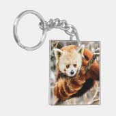 Porte-clés Panda rouge sur un membre d'arbre (Devant gauche)