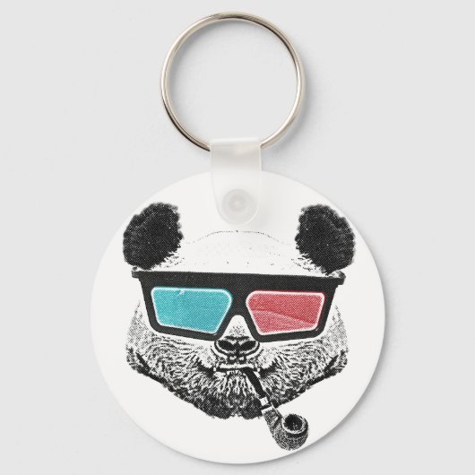 Porte-clés Panda vintage lunettes 3D (Recto)