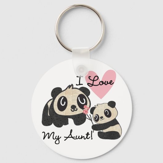 Porte-clés Pandas I Love My Tante (Recto)