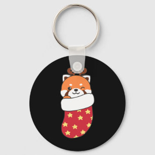 Porte-clés Pandas Rouges Dans Les Bas De Noël Pour Noël