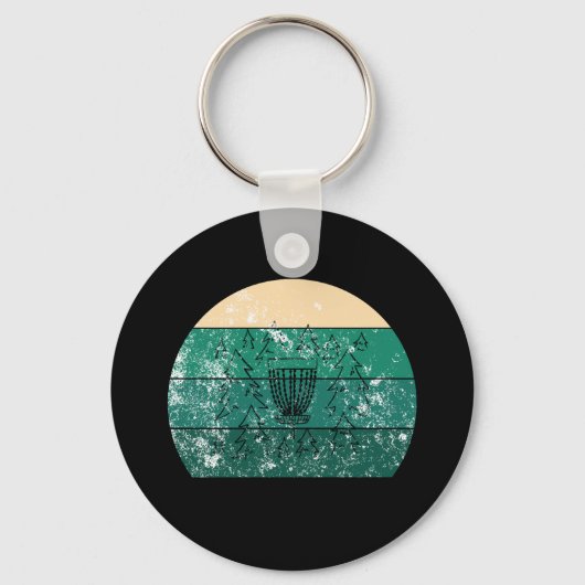 Porte-clés Panier de Disc Golf Rétro (Recto)