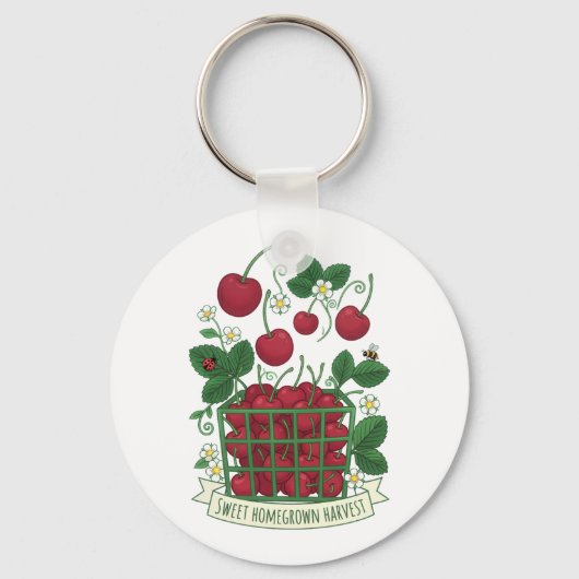 Porte-clés Panier de fruits de cerise Prunus doux (Recto)