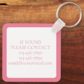 Porte-clés Panier de golf rose Preppy Monogramme (Verso)