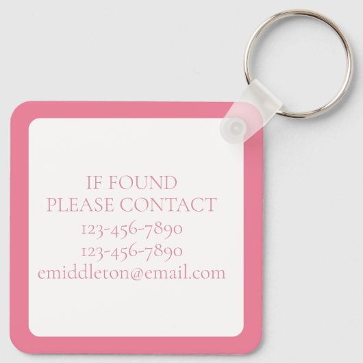 Porte-clés Panier de golf rose Preppy Monogramme (Dos)