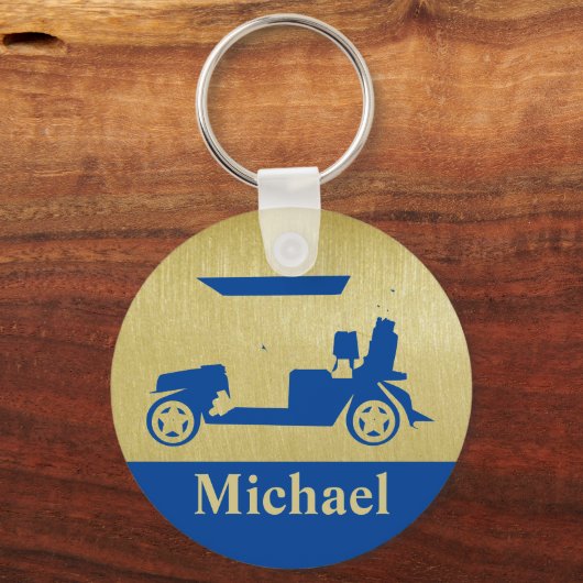 Porte-clés Panier de golf unique avec club de golf de prénom  (Recto)