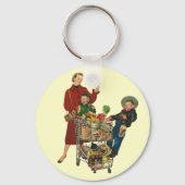 Porte-clés Panier d'épicerie Retro Family, Mom and Kids (Verso)