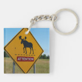 Porte-clés Panneau d'avertissement d'orignal (Dos)