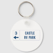 Porte-clés Panneau de direction du camping-car Castle (Verso)