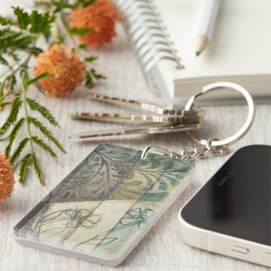 Porte-clés Panneau de jardin avec Feuilles, fleurs et herbe (Devant droit)