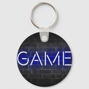 Porte-clés Panneau de néon du jeu sur mur en brique