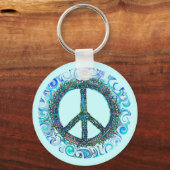 Porte-clés Panneau de Paix Avec Vagues Bleues (Recto)