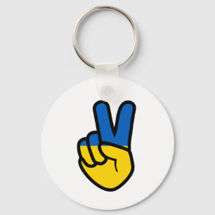 Porte-clés Panneau de paix Ukraine avec drapeau d'Ukraine cou