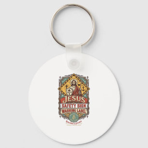 Porte-clés Panneau de sécurité Jésus Étiquette de mise en gar
