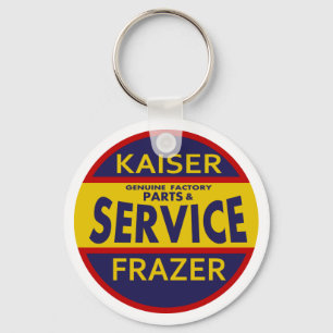 Porte-clés Panneau de service vintage Kaiser Frazer rouge/ble