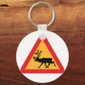 Porte-clés Panneau de signalisation suédois Caution Reindeer (Recto)